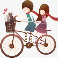 卡通男孩女孩自行车情侣png免抠素材_新图网 https://ixintu.com 卡通 女孩 情侣 男孩 自行车