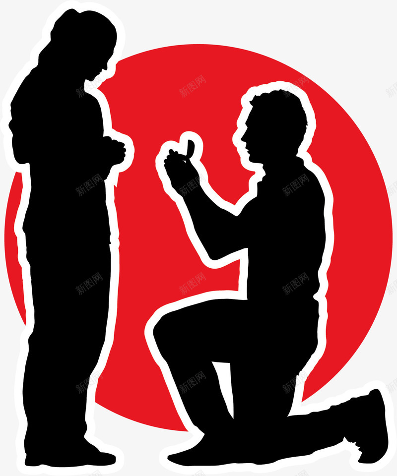 黑色求婚情侣人物简约png免抠素材_新图网 https://ixintu.com 人物剪影 告白 婚庆 婚礼 求婚 浪漫 爱情