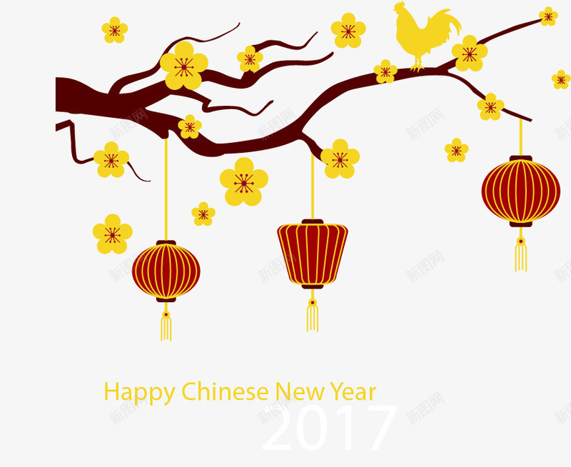 灯笼png免抠素材_新图网 https://ixintu.com 中国风 扁平 梅花树枝 灯笼 矢量素材