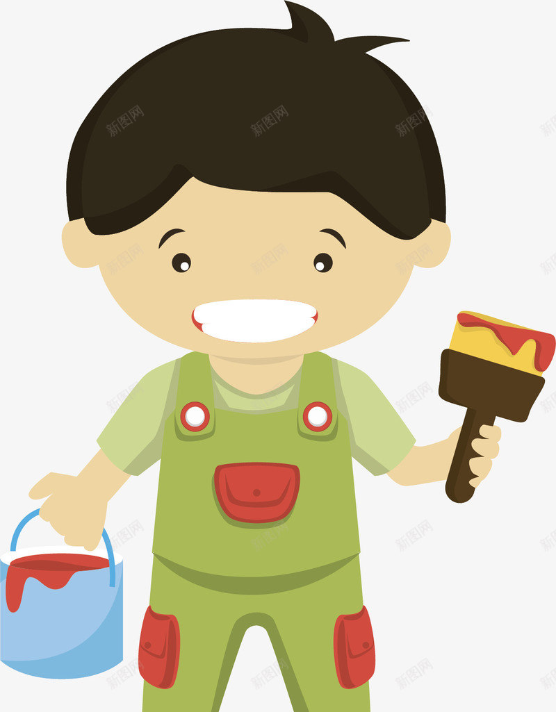 拿着油漆的油漆工矢量图ai免抠素材_新图网 https://ixintu.com 五一节 劳动节 劳动节工人 油漆工 矢量png 粉刷匠 矢量图