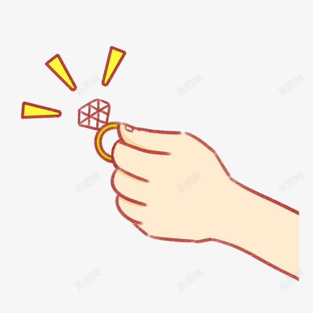 卡通钻石戒指png免抠素材_新图网 https://ixintu.com 卡通 戒指 钻石