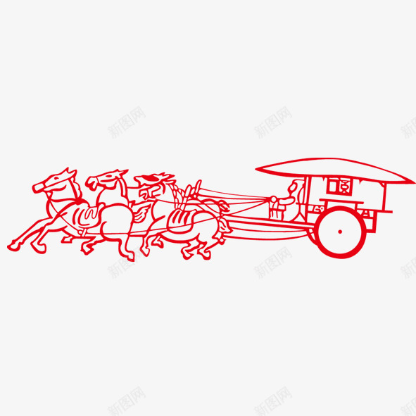 奔跑马车png免抠素材_新图网 https://ixintu.com 红色 马 马车 驾马