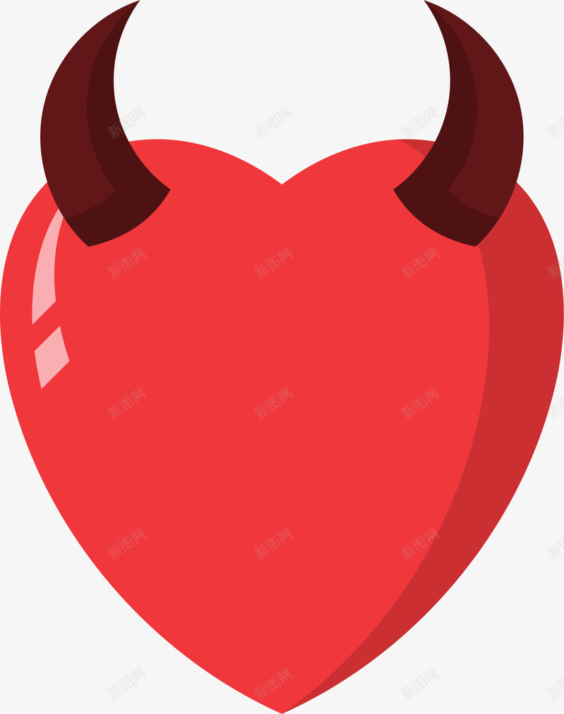 情人节红色恶魔爱心png免抠素材_新图网 https://ixintu.com 恶魔爱心 情人节 棕色恶魔角 爱心装饰 爱情 红色爱心