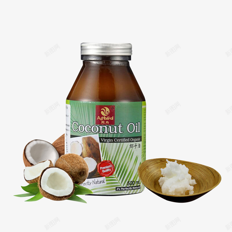 天然鲜榨椰子油实物png免抠素材_新图网 https://ixintu.com 安全 无污染 椰子提取物 椰子油