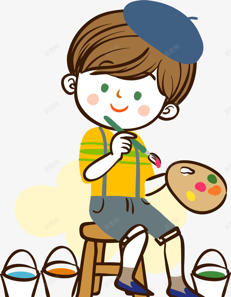 手绘画家png免抠素材_新图网 https://ixintu.com 小男孩 手绘 画家