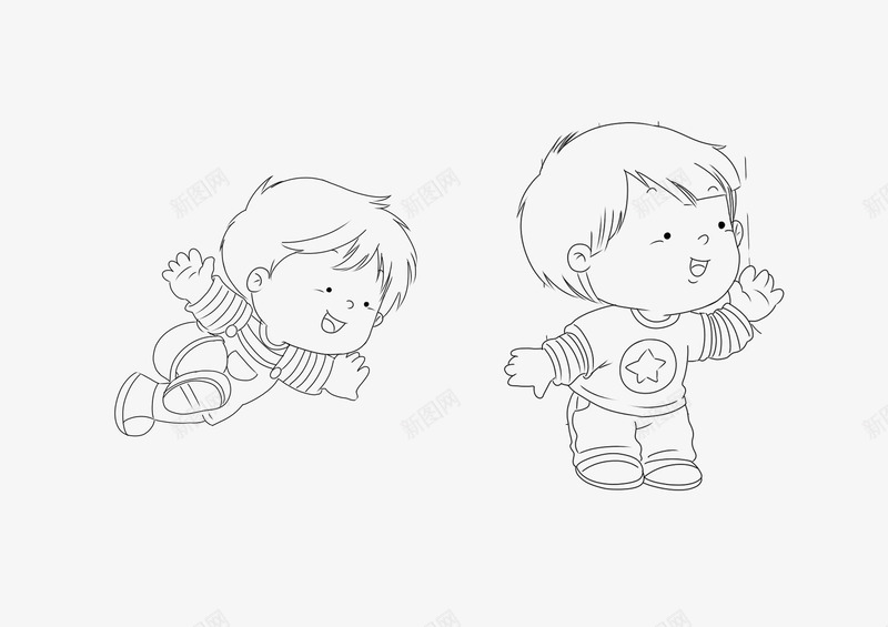 简笔画男孩图标psd_新图网 https://ixintu.com 卡通 简笔画 设计 透明