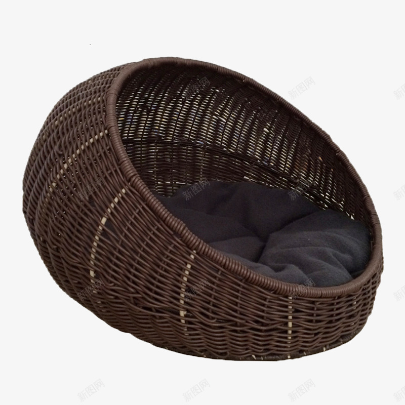 棕色藤编猫窝png免抠素材_新图网 https://ixintu.com 松软 棕色 猫窝 藤编