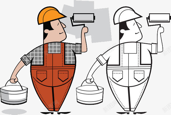 卡通人物插图装修工刷墙背影png免抠素材_新图网 https://ixintu.com 人物插图 刷墙 刷涂料 卡通 背影 装修工 装修工卡通人物