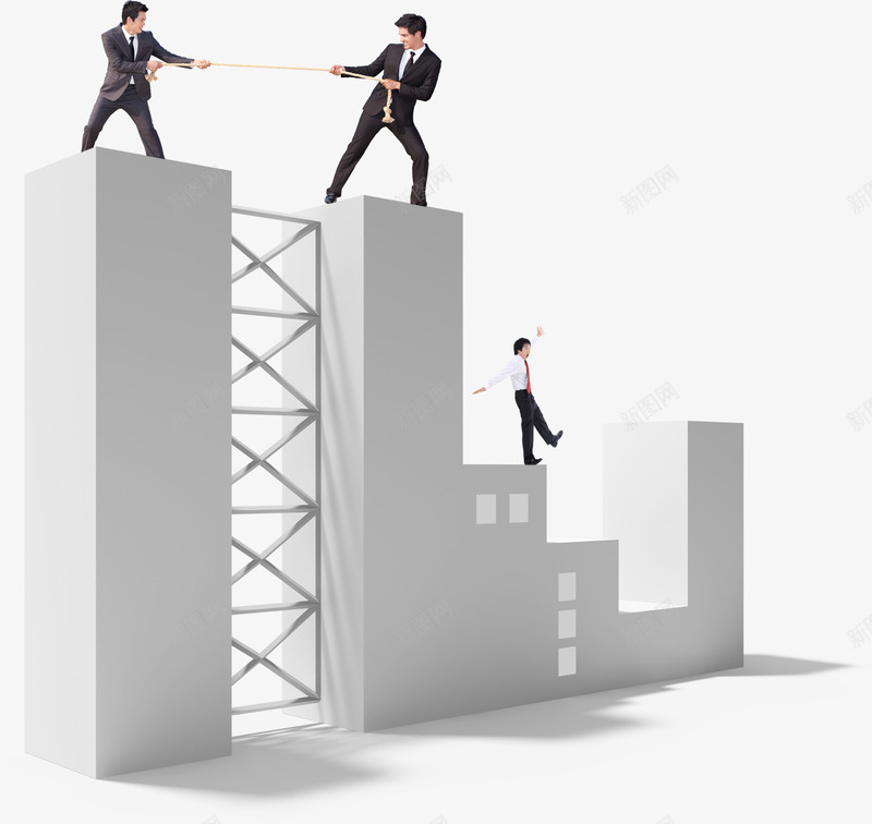 楼房上拔河的商务男士png免抠素材_新图网 https://ixintu.com 商务男人 商务男士 拔河 楼房 男人