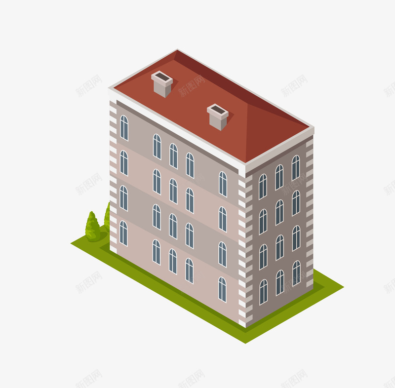 卡通楼房png免抠素材_新图网 https://ixintu.com png图形 png装饰 建筑物 房子 楼房 装饰