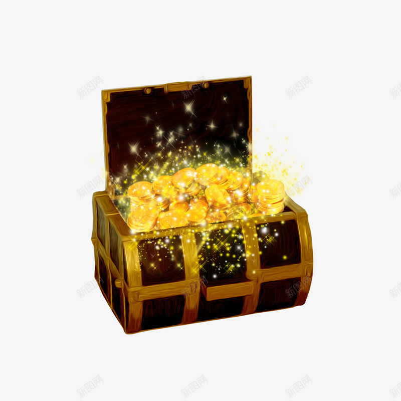 金光闪闪的金子png免抠素材_新图网 https://ixintu.com 卡通 手绘 棕色的 硬币 简图 箱子 金钱 金黄色的