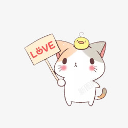 小猫咪和LOVE指示牌素材