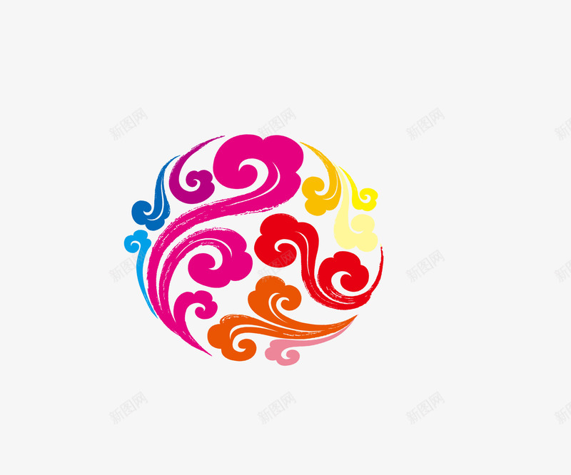 彩色云纹png免抠素材_新图网 https://ixintu.com 中国风 云纹 彩色 纹样