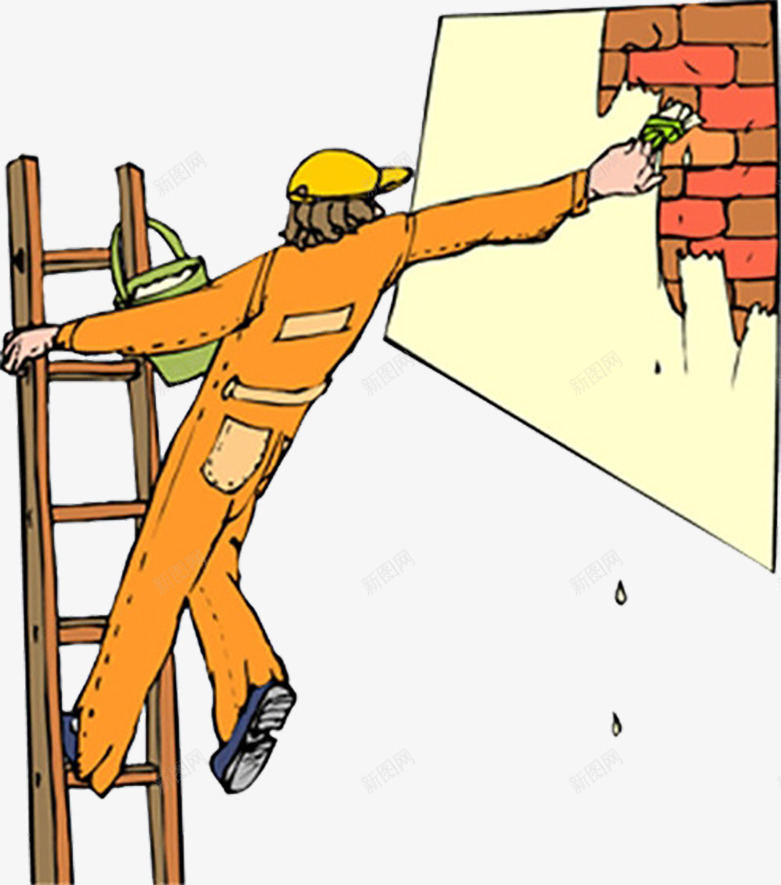 登高刷漆png免抠素材_新图网 https://ixintu.com 专业刷漆的人 刷漆 刷漆工人 刷漆服务 给外墙壁刷漆 装修刷漆