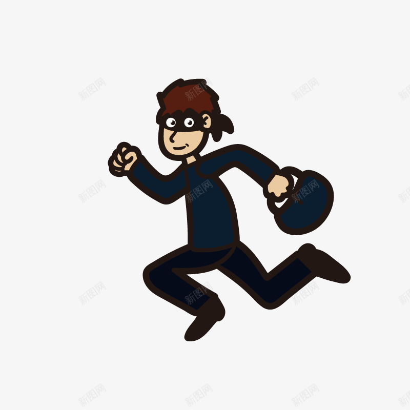 卡通手绘奔跑的小偷png免抠素材_新图网 https://ixintu.com 创意 动漫动画 卡通人物 坏人 奔跑 手绘 眼罩的小偷 蒙眼的小偷 警察抓贼
