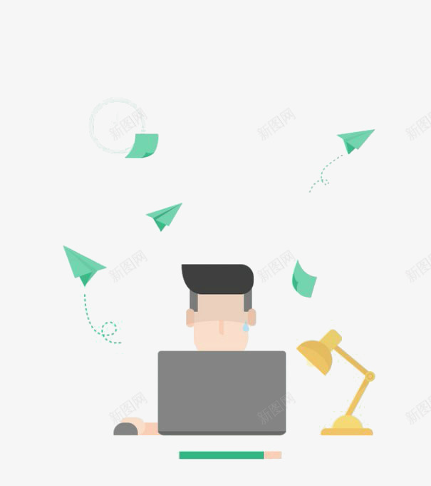 扁平化工作png免抠素材_新图网 https://ixintu.com 上班 办公 学习 工作