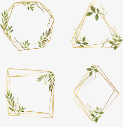 质感三角体素材夏天绿植边框高清图片