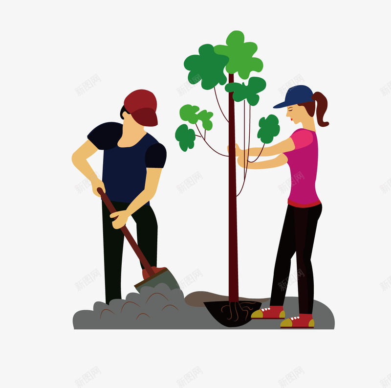 五一劳动节植树的勤劳男女png免抠素材_新图网 https://ixintu.com 劳动节 小树苗 树木 植树节