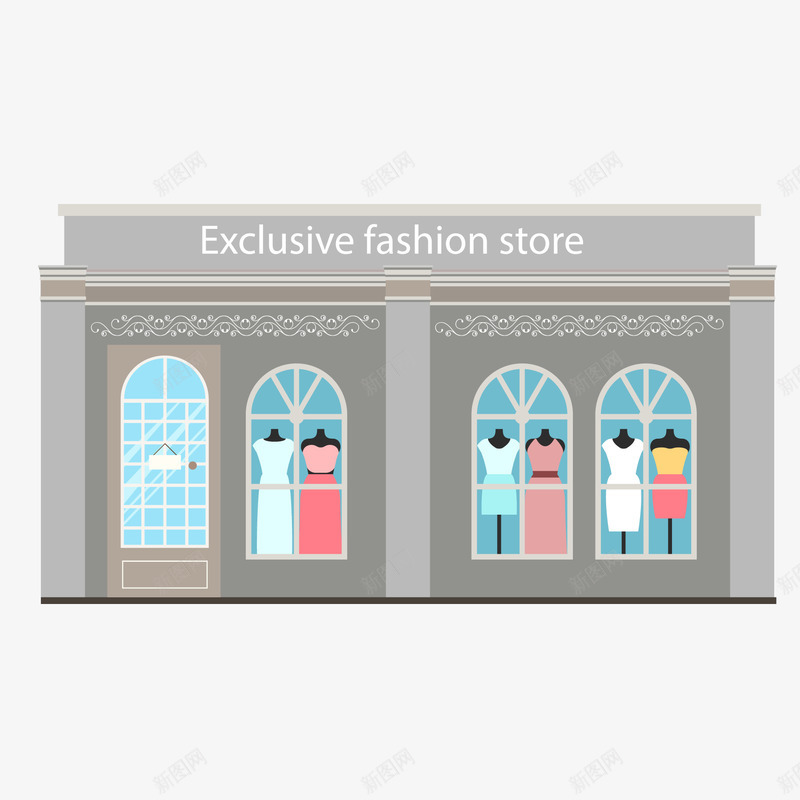 灰色扁平化服装店元素矢量图ai免抠素材_新图网 https://ixintu.com ps服装店 创意 扁平化 服装店 灰色 玻璃 矢量图 蓝色 设计 质感
