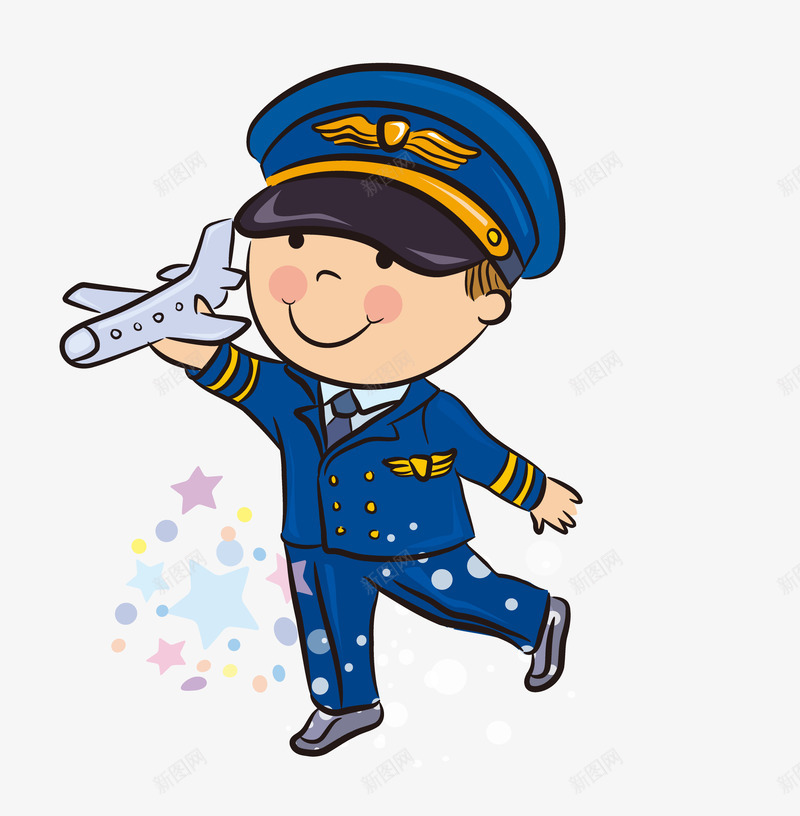 手绘卡通职业人物飞行员png免抠素材_新图网 https://ixintu.com 动画 卡通 手绘 海报 职业人物 飞机 飞行 飞行员