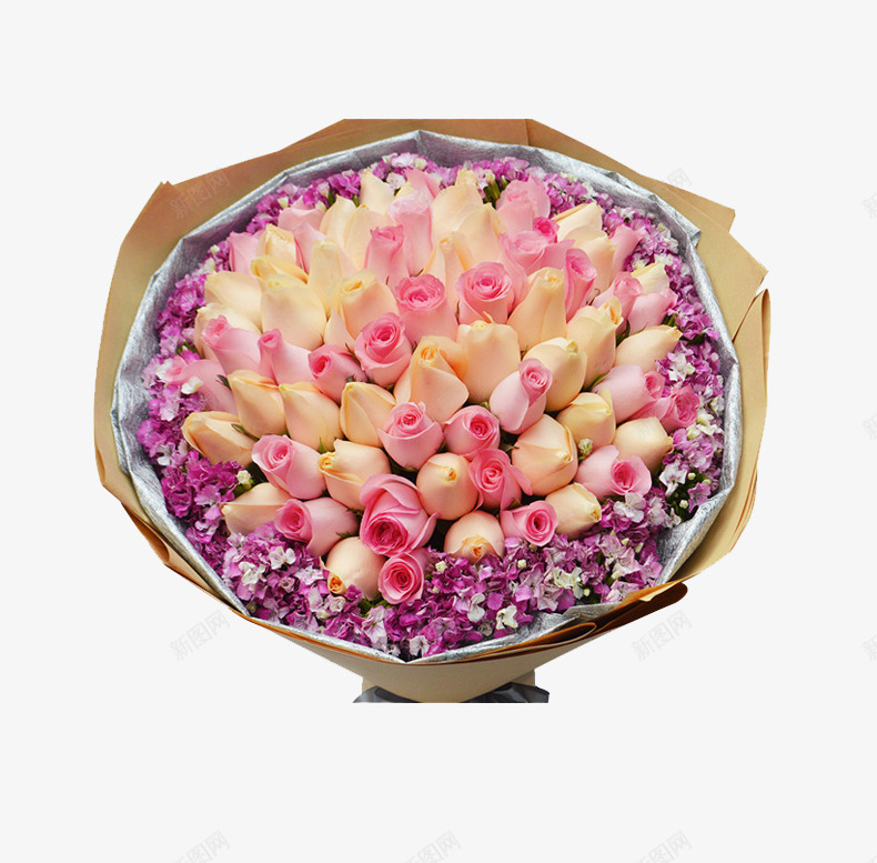 粉色玫瑰png免抠素材_新图网 https://ixintu.com 一捧鲜花 一束鲜花 包装纸 白色玫瑰