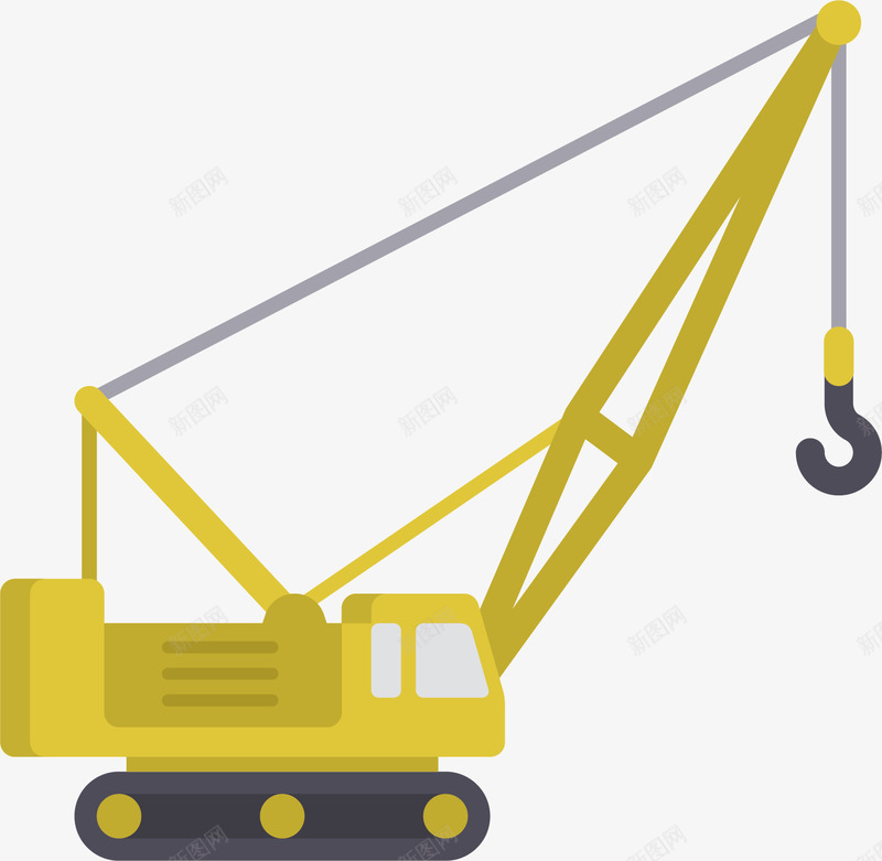 黄色的大吊车矢量图ai免抠素材_新图网 https://ixintu.com 司机 大吊车 大吊钩 实用 工程车 货车 运输车 矢量图