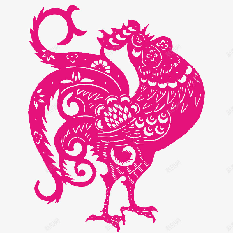 大公鸡剪纸png免抠素材_新图网 https://ixintu.com 公鸡 剪纸 红色