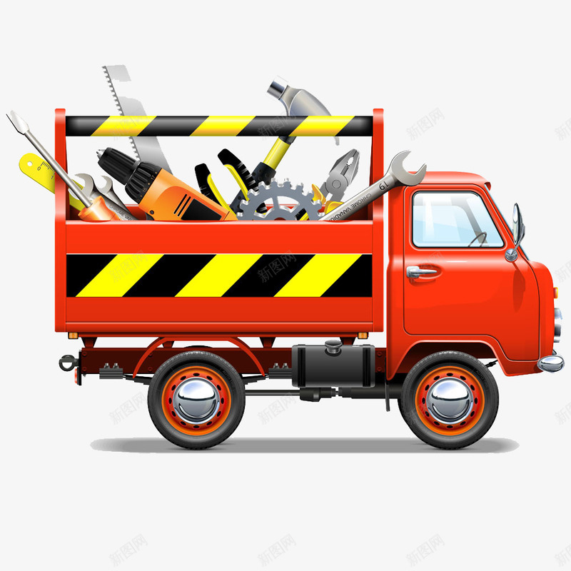 卡通手绘卡通汽车与装修工具png免抠素材_新图网 https://ixintu.com 交通工具 卡通手绘 卡通汽车与装修工具