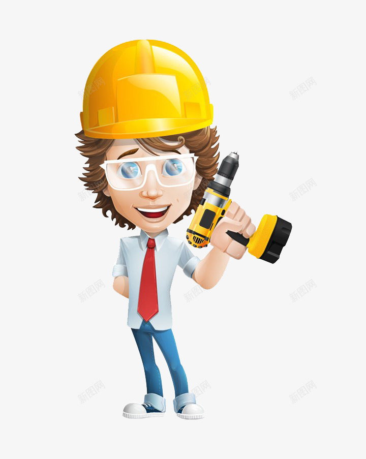 带着施工安全帽的卡通商务人物矢png免抠素材_新图网 https://ixintu.com 卡通人物 商务 安全帽 施工