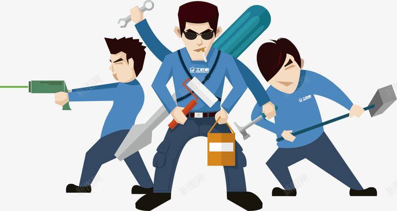 装修工人矢量图ai免抠素材_新图网 https://ixintu.com 工人 男人 装修 矢量图