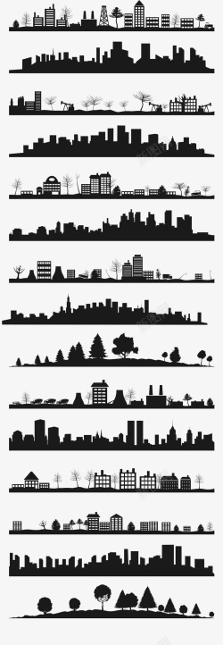 建筑黑色城市建筑剪影大集合高清图片