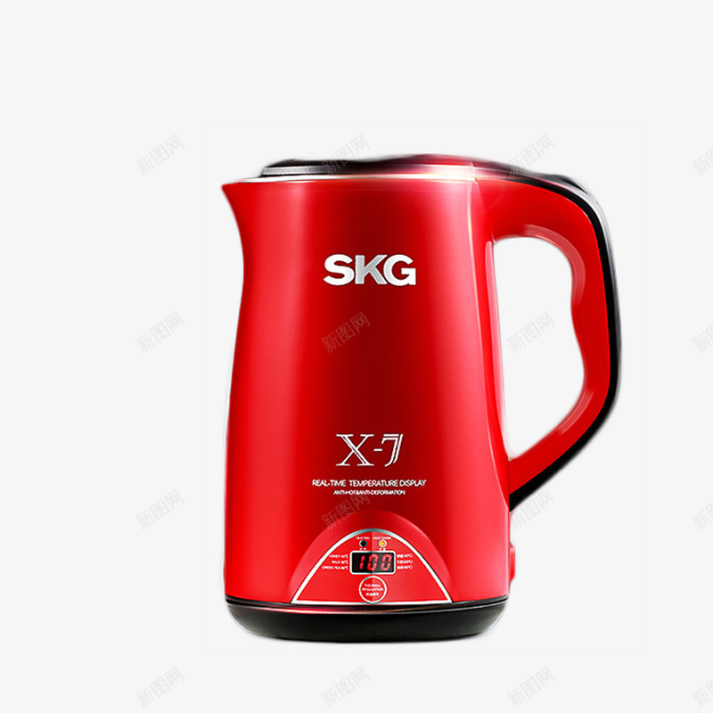 SKG红色全自动保温烧水壶png免抠素材_新图网 https://ixintu.com 保温壶 烧水壶 热水壶 红色