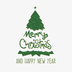 圣诞艺术字绿色圣诞树高清图片