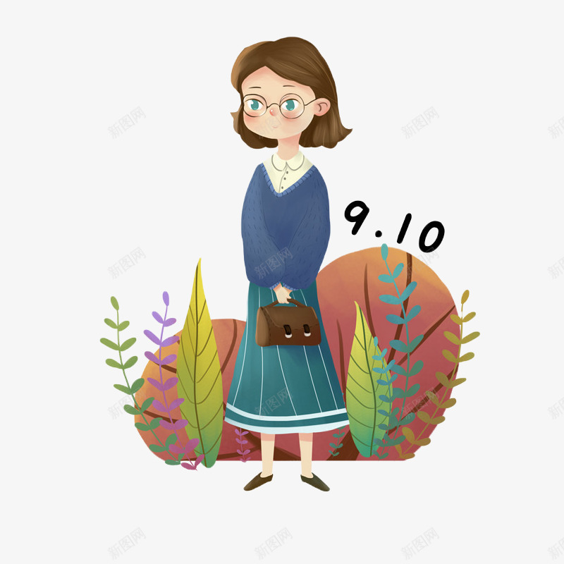 910教师节快乐psd免抠素材_新图网 https://ixintu.com 书本 头像 教师节 漂亮 老师