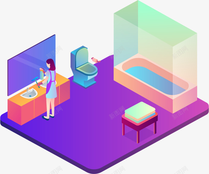 手绘卡通紫色C4D立体卫生间png免抠素材_新图网 https://ixintu.com C4D 动漫动画 手绘卡通 洗手间 盥洗室 立体卫生间 紫色 背景设计 装修