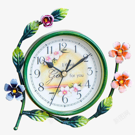 绿色田园闹钟实物图png免抠素材_新图网 https://ixintu.com 创意台面钟 时尚家居装饰品艺术钟表 田园铁艺手工座钟