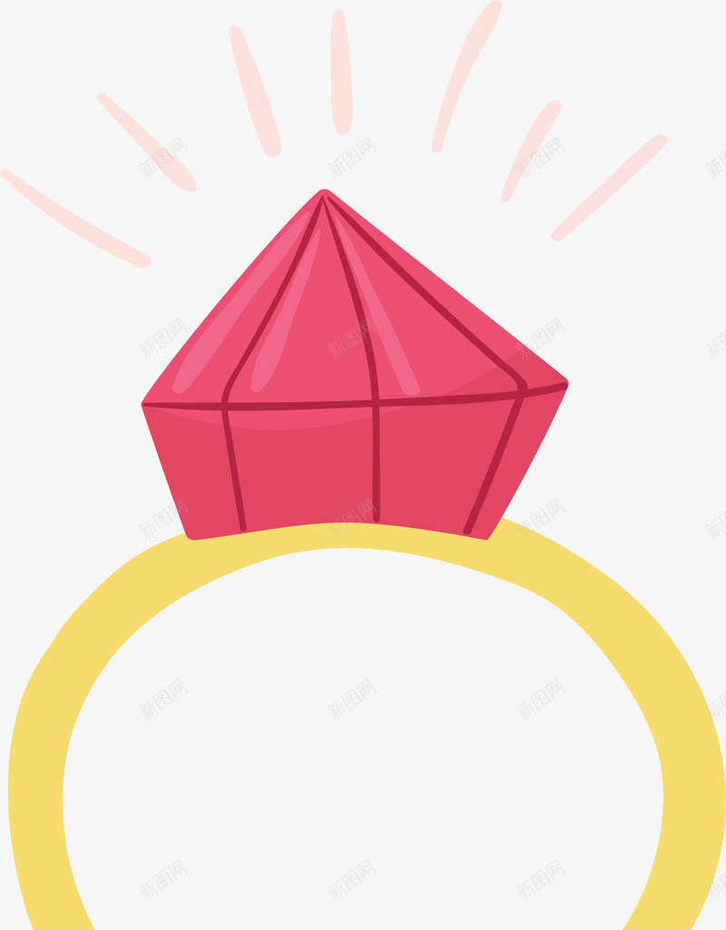 红色发光的大钻戒矢量图ai免抠素材_新图网 https://ixintu.com 大钻戒 情人节 矢量png 红色钻石 钻戒 钻石戒指 矢量图