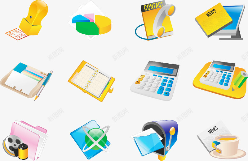 印章计算器笔记本邮箱图标png_新图网 https://ixintu.com 印章 笔记本 计算器 邮箱