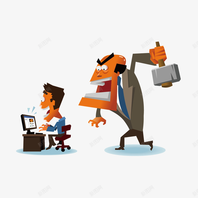 工作忙碌的人矢量图ai免抠素材_新图网 https://ixintu.com 人 工作 电脑 锤子 矢量图