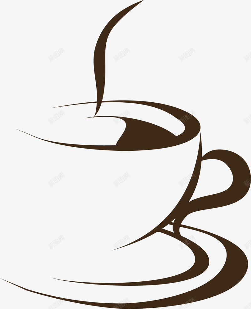 手绘棕色咖啡杯png免抠素材_新图网 https://ixintu.com 免抠PNG 咖啡杯 手绘 杯子 棕色 碟子 香气