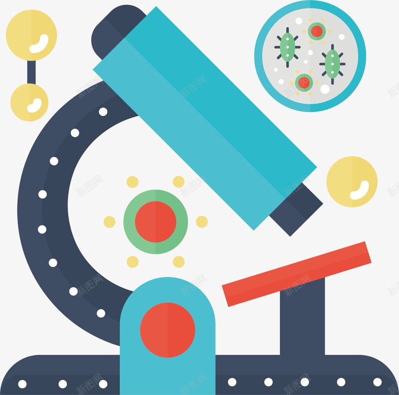显微镜下的生物矢量图ai免抠素材_新图网 https://ixintu.com 化学 多彩 微生物 显微镜 研究 矢量图