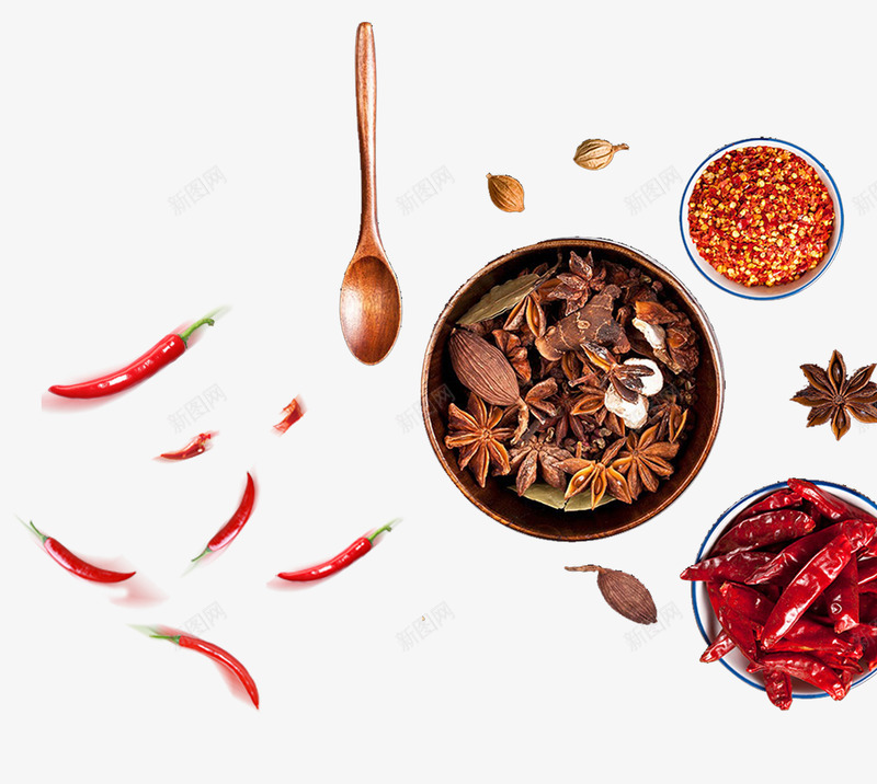 佐料作料辣椒花椒png免抠素材_新图网 https://ixintu.com 佐料 作料 八角 火锅 花椒 辣椒