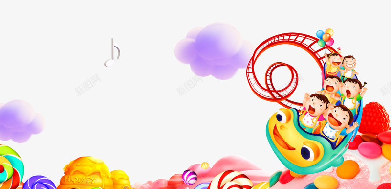 彩色卡通儿童乐园bannerpsd免抠素材_新图网 https://ixintu.com banner 云朵 儿童乐园 卡通 开心 彩色 过山车