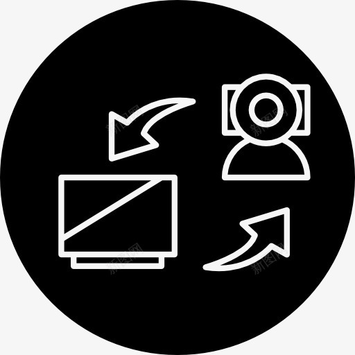 监控系统的视频摄像机连接到电脑图标png_新图网 https://ixintu.com 安全 工具和用具 循环 摄像机 标志 电脑 监控 相机 系统 视频