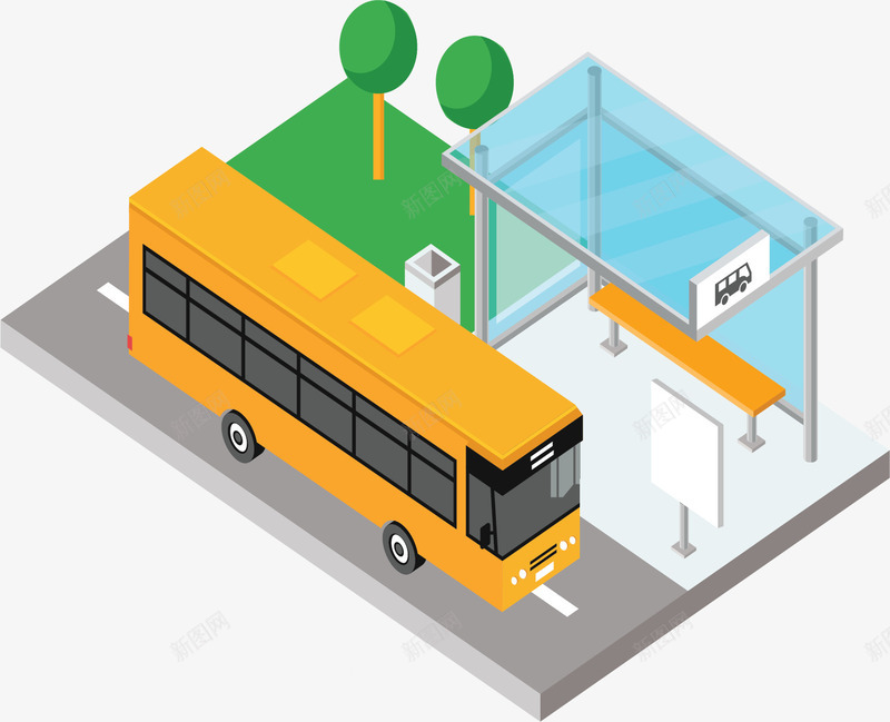 城市规划车站模型矢量图ai免抠素材_新图网 https://ixintu.com 公交站 公交车 城市规划图 尘世建设 矢量png 矢量图 车站 车站模型