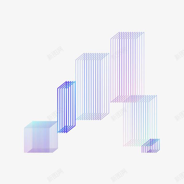 渐变几何形png免抠素材_新图网 https://ixintu.com 方块 渐变线 科技 简约 紫色渐变