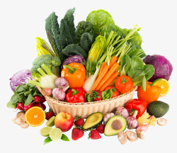 爱心元素水果蔬菜篮子堆高清图片