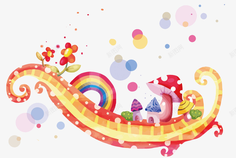 儿童风彩虹桥矢量图eps免抠素材_新图网 https://ixintu.com PNG PNG图片 PNG图片素材 PNG素材 PNG素材免费 PNG素材免费下载 儿童 彩虹 泡泡 童话 蘑菇 矢量图