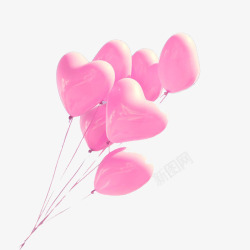 唯美粉色心形情人气球素材