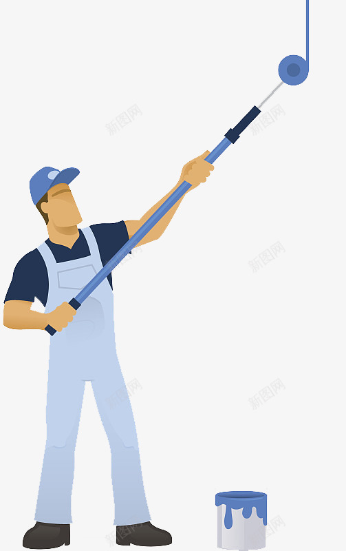 扁平人物插图手举刷子刷墙的装修png免抠素材_新图网 https://ixintu.com 刷墙 卡通插图 工作服 扁平人物 扁平人物插图手举刷子刷墙的装修工免费下载 手举刷子 装修工 装修工卡通人物
